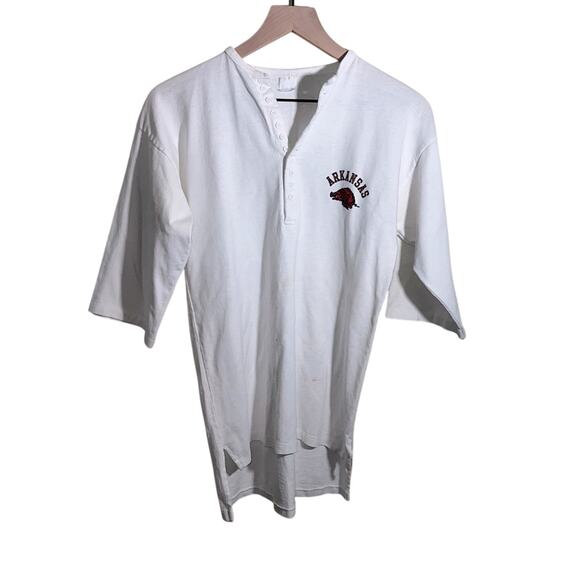 Tops - VINTAGE UNIVERSITY OF ARKANSAS collegiate lightweight 3/4 sleeve button up tee M